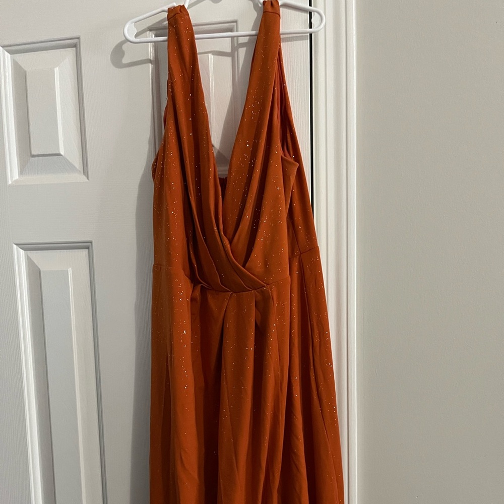 Elegant Orange Sleeveless Dress